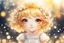 Placeholder: cute chibi daisy girl in sunshine, watercolor and black ink outlines, sparkling golden glitter, ethereal, cinematic postprocessing, bokeh, dof