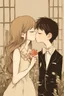 Placeholder: I'm yours Only a girl and a boy Romantic kiss carton painting