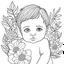 Placeholder: floral, baby, full view, realistic face, coloring page, only draw lines, coloring book, clean line art, –no sketch, color, –ar 3:4, white background, minimalistic black lines, minimal black color, low level black colors, coloring page, avoid thick black colors, thin black line art, avoid colors, perfect shape, perfect clear lines,