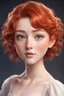 Placeholder: A short girl with thick short wavy red hair, narrow kind eyes with an enthusiastic look. A wide oval face is decorated with an upturned nose and small lips, a full-length ballerina in the style of genshin impact