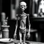 Placeholder: a statuette of an starved skinny and emaciated human cult greyscale photo