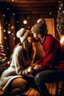 Placeholder: Cozy Christmas scene couple kissing