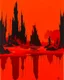 Placeholder: A red Japanese Zen garden painted by Clyfford Still