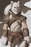 Placeholder: Dnd a young bugbear with WHITE fur and leather armor