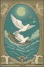 Placeholder: The flood, the Ark floats in the open sea, a dove flies in the sky with an olive branch in its beak