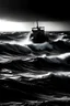 Placeholder: black and white photography, ship on waves