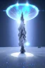 Placeholder:  snow, snow and ice path. ufo, Flying saucer metal blue and crystals,crystalline, beau , fin, renderin, cosmic, opalescent, 100mm, opalescent, gemstones, crystals, bright, neige, great star in the sky, shooting star, blue water,small tree