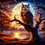 Placeholder: A beautiful owl on an oak by the lake, night serenity, fool moon, dramatic colors, Indian style Modifiers: highly detailed digital painting elegant beautiful dynamic lighting Magical realism perfect composition