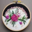 Placeholder: embroidery hoop with delicate embroidery and beadwork of flowers, tulle, couture, beautiful composition, aesthetic layout, wildflowers, detailed beadwork, beading