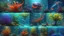 Placeholder: creatures, plants from subanautica from deep sea, leviathan's a lot of sea plants very deep, beautiful, river of magma, green and blue and more colours, sea animals from subnautica