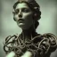 Placeholder: a greek marmor statue of a woman, steam punk, hr giger, scary, horror, realistic, made in octane, cinematic, movie, CGI, ultra-realistic, extremely detailed octane rendering, 8K, VRAY Super Real ar 2:3, dof photorealistic futuristic 50mm lens hard lighting dark gray tintype photograph, realistic lighting, sephia colors