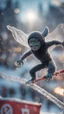 Placeholder: ninja yeti god gremlin alien pimp with ski mask caught frozen in net, bokeh like f/0.8, tilt-shift lens 8k, high detail, smooth render, down-light, unreal engine, prize winning