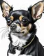 Placeholder: black and white drawing of this chihuahua looking to the left