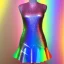 Placeholder: Glittery rainbow dress on mannequin