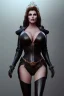 Placeholder: Raquel Welch as evil queen in black leather, leather, busty, cleavage, angry, stern look. character design by cory loftis, fenghua zhong, ryohei hase, ismail inceoglu and ruan jia. unreal engine 5, artistic lighting, highly detailed, photorealistic, fantasy