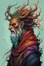 Placeholder: highly detailed full color, 3/4 profile concept illustration of a mystical druid anti heroine character , maximalist, sharp focus, highest resolution, in the styles of Alex Pardee, Denis Forkas , and Masahiro Ito, boldly inked, 8k, coarse, gritty textures