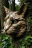 Placeholder: cat Head fused with tree trunk