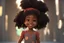 Placeholder: black female child with afro long curly hair smiling, disney style, chibi, whole body, cute, unreal engine, detailed, ultra high definition, 8k