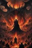 Placeholder: A picture of hell with hellish people in torment Sauron, the lord of darkness, with the devil and his army, in the land of destruction