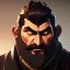 Placeholder: Ganesha, beard, angry, strong man, black eyes