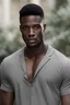 Placeholder: extremely handsome dark skin african american man with sharp prominent jaw-line, perfect symmetrical features, high cheekbones, photo-realistic, HD, in color ,front facing ,clean shaven, short hair, no flaws, in color