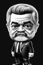 Placeholder: Caricatura chibi de Luis Ignacio Lula da Silva presidente de Brasil, serio, calidad ultra, hiperdetallado, color blanco, y negro, increíble obra de arte, formas y líneas estilizadas, full body