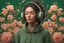 Placeholder: 3D illustration of A woman with headphones on and a deep green background with flowers, illustration, smooth 3d digital art, exquisite thee-dimensional rendering, 4K, blender, c4d, octane render , disney style 3d light, Zbrush sculpt, concept art, Zbrush high detail, pinterest Creature Zbrush HD sculpt, neutral lighting, 8k detail