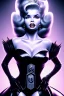 Placeholder: portrait of jayne mansfield as evil queen in black leather, angry, stern look, volumetric lighting, particales,highly detailed,cinematic, deep colours,8