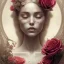 Placeholder: woman lying on satin pilow with closed eyes and cobwebs on face, hands crossed against chest holding roses, 8k, high-quality, fine-detail, intricate, sharp, crisp, digital art, detailed matte, illustration, octane render, brian froud, howard lyon, Anne Dittman, Anne Stokes, Lisa Parker, Selina French