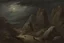 Placeholder: cloudy Night, mistery and enigmatic influence, disturbing, rocks, vegetations, rocky arid land, people, horror films influence, jenny montigny, rodolphe wytsman, and pieter franciscus dierckx impressionism paintings