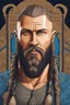 Placeholder: Ragnar Lothbrok in 8k cartoon artstyle, blue eyes, Bald, beard, tattoos, winter, close picture, highly detailed, high details, detailed portrait, masterpiece,ultra detailed, ultra quality