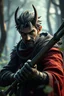 Placeholder: Ghibli movie. gerhart, guweiz. portrait of a man Goth vash, dynamic pose, galactic creature, hunter, forest background, fantasy, ghibli. using natural light to highlight weathered textures. with an emphasis on expression and mood. bokeh, Ultra-detailed Quality 3D, 3d render octane, Unreal engine 5 effects, VFX, Isometric, Made in blender, 8k sharp focus, cinematic, ultrahd, highly detailed, ultra photorealism fantasy