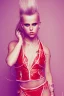 Placeholder: danish singer mø, high light , red tones,