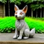 Placeholder: A cute fox that is smooth and appears to be made of concrete or tiles