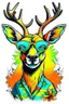 Placeholder: A groovy DEER with a wide, toothy grin, rocking sunglasses and a flowered shirt. Style: Pop Art, Mood: Fun and Funky, Lighting: Bright sunlight, T-shirt design graphic, vector, contour, white background.