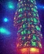 Placeholder: Painting of Christmas tree inside futuristic cyberpunk space ship matrix code