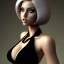 Placeholder: Thicc girl with short blond hair wearing black dress