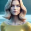 Placeholder: A portrait very beautiful woman ,smiling, longs blond hairs, elegant, atmospheric, realistic, cinematic lighting, 8k, galactic atmosphere, beach