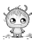 Placeholder: line drawing,no color,coloring book for kids,white background,Black distinct lines on a white background , creepy cute monster