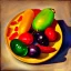 Placeholder: still life bottle fruit plate