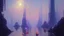 Placeholder: Space fururistic city, lake, planet, Sci-fi, concept art, Konstantin korovin painting