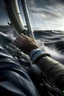 Placeholder: Generate an image of a sleek sailing yacht cutting through the waves, with a sailor wearing a sailing watch in focus. The watch should be clearly visible, showcasing its design and durability in an active sailing environment.