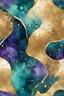 Placeholder: abstract golden glitter, dark royal green, purple and turquoise watercolors with golden outlines