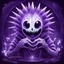 Placeholder: Purple spikey ghost with detatched clawed hands eyes glowing with hypnotic patterns and eating dreams, in card art style