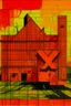 Placeholder: An orange colored destroyed factory with letter Xs painted by Paul Klee