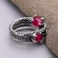 Placeholder: ruby ring with braided tungsten and titanium, braided band, men's jewellery