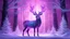 Placeholder: magnificent glowing from inside translucent deer with wings and glowing antlers in crystal forest on a pink and purple polar lights background, 8k, inticate details, hyper realistic, photorealistic
