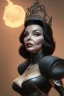 Placeholder: Joan Collins as evil queen in black leather, leather, busty, cleavage, angry, stern look. character design by cory loftis, fenghua zhong, ryohei hase, ismail inceoglu and ruan jia. unreal engine 5, artistic lighting, highly detailed, photorealistic, fantasy