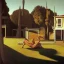 Placeholder: 100% modern conceptual art, a realistic figurative oil painting in a outdoor setting and painted by Edward Hopper and Dorathea Tanning and painted by Paul Delveau and hyper realistic shadows by Georgio DeChirico and trees painted by Arnold Bocklin and hedges painted by HR Giger and sky painted by Casper DavidFriedrich, painting of a creepy dilapidated old Mansion painted by Charl÷s Addams and felician ropps,a cypress swamp, the figure is the focus of the picture is a beautiful young 20 year ol