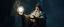 Placeholder: dwarven priest expert holding up a radiant Painite crystal rosette ball shooting radiant light through the fog